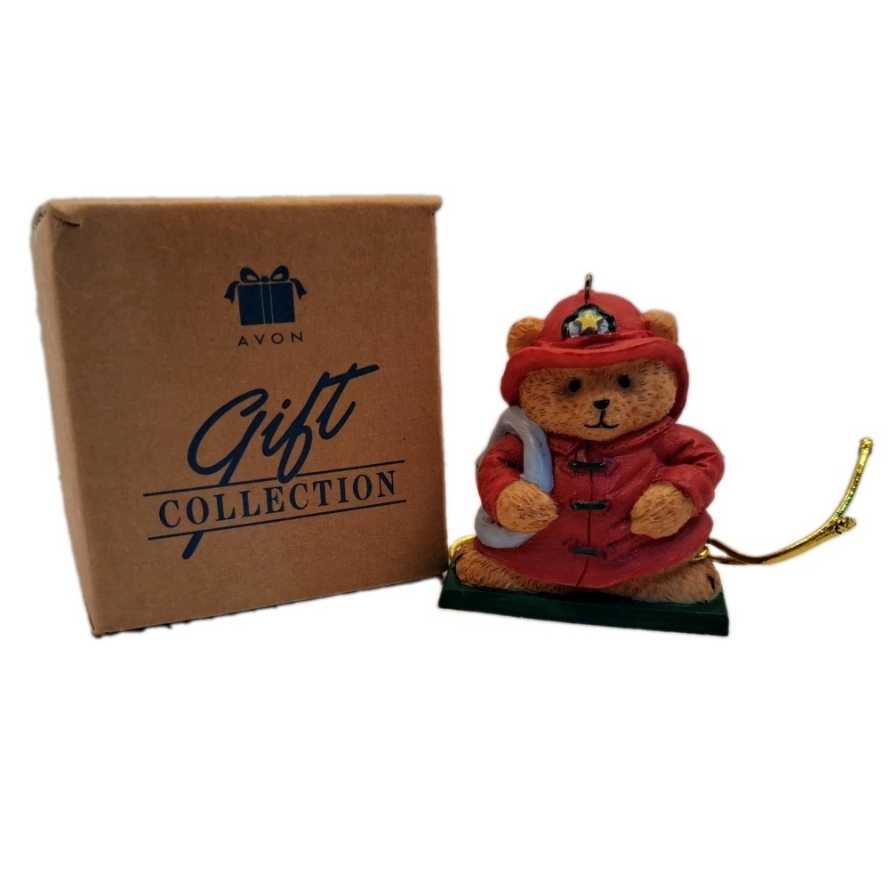 Avon Gift Collection Your Special Firefighter Bear Package Topper Ornament